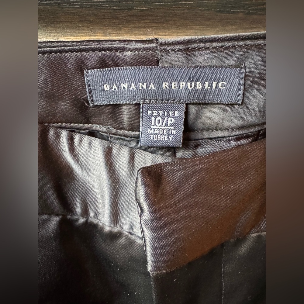 Banana Republic Black Satin Trousers  10 Petite - Picture 3 of 7